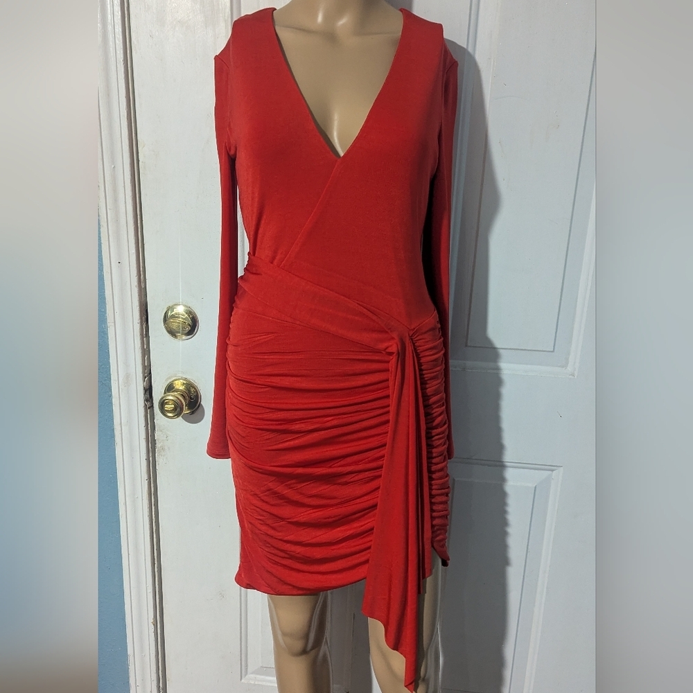 Alice + Olivia Red Long Sleeve Dress - Picture 2 of 5